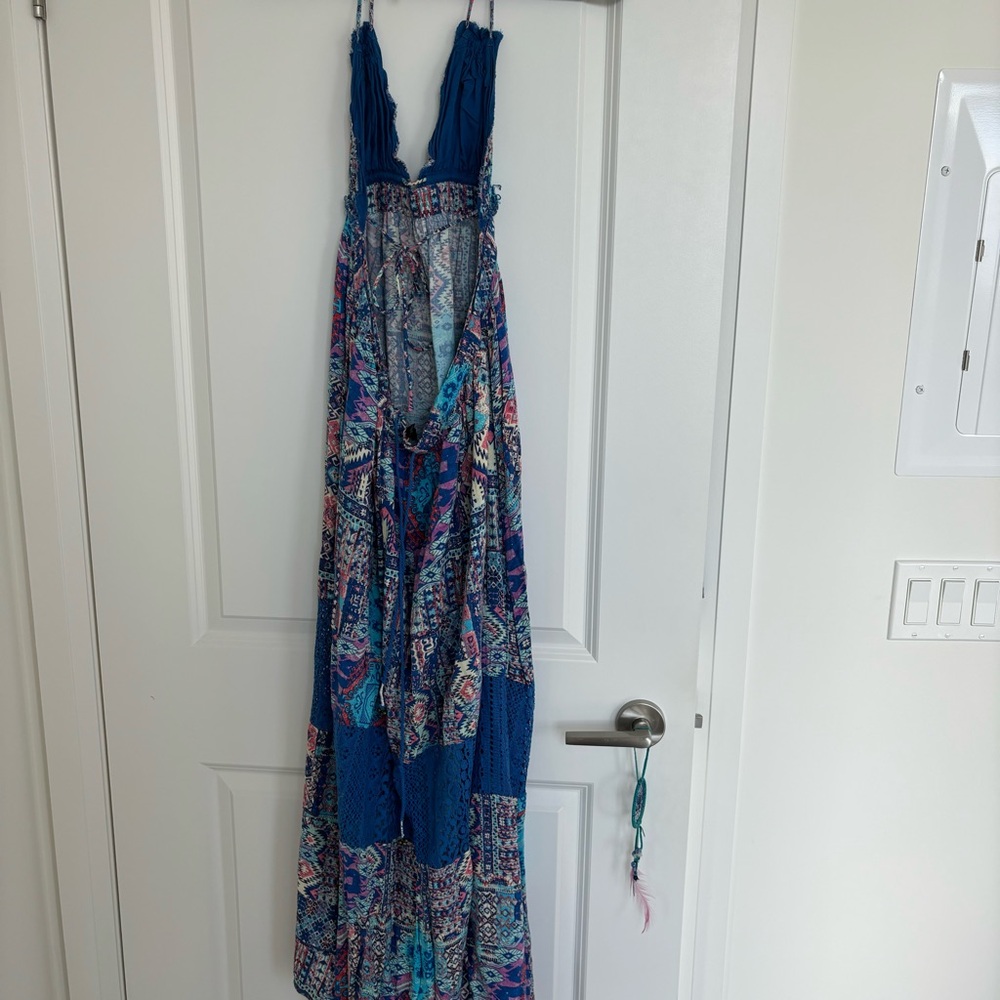 Blue Patterned Maxi Dress - Picture 6 of 8